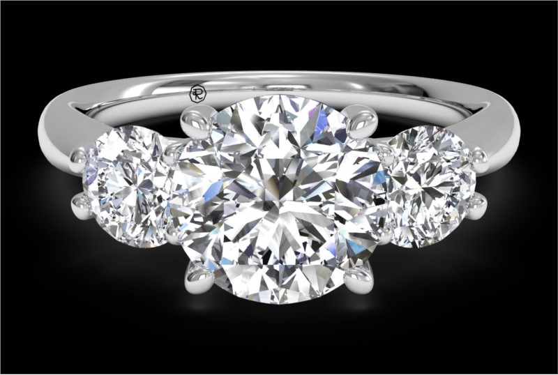RITANI Three-Stone Diamond Engagement Ring in White Gold by Ritani